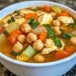 Sopa Mediterránea de Garbanzos y Pollo – Saludable y Deliciosa