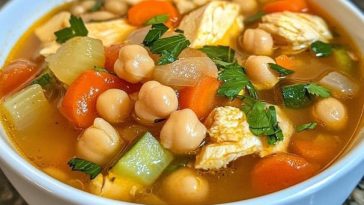 Sopa Mediterránea de Garbanzos y Pollo – Saludable y Deliciosa