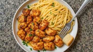 Pollo al Ajo con Pasta Cremosa de Limón y Parmesano