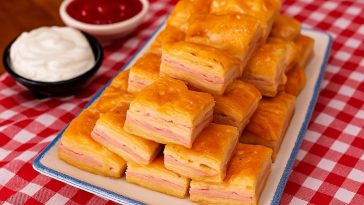 ¡Bocaditos de Hojaldre con Jamón y Queso! Un Aperitivo Rápido, Delicioso y Súper Rentable para Tu Cocina